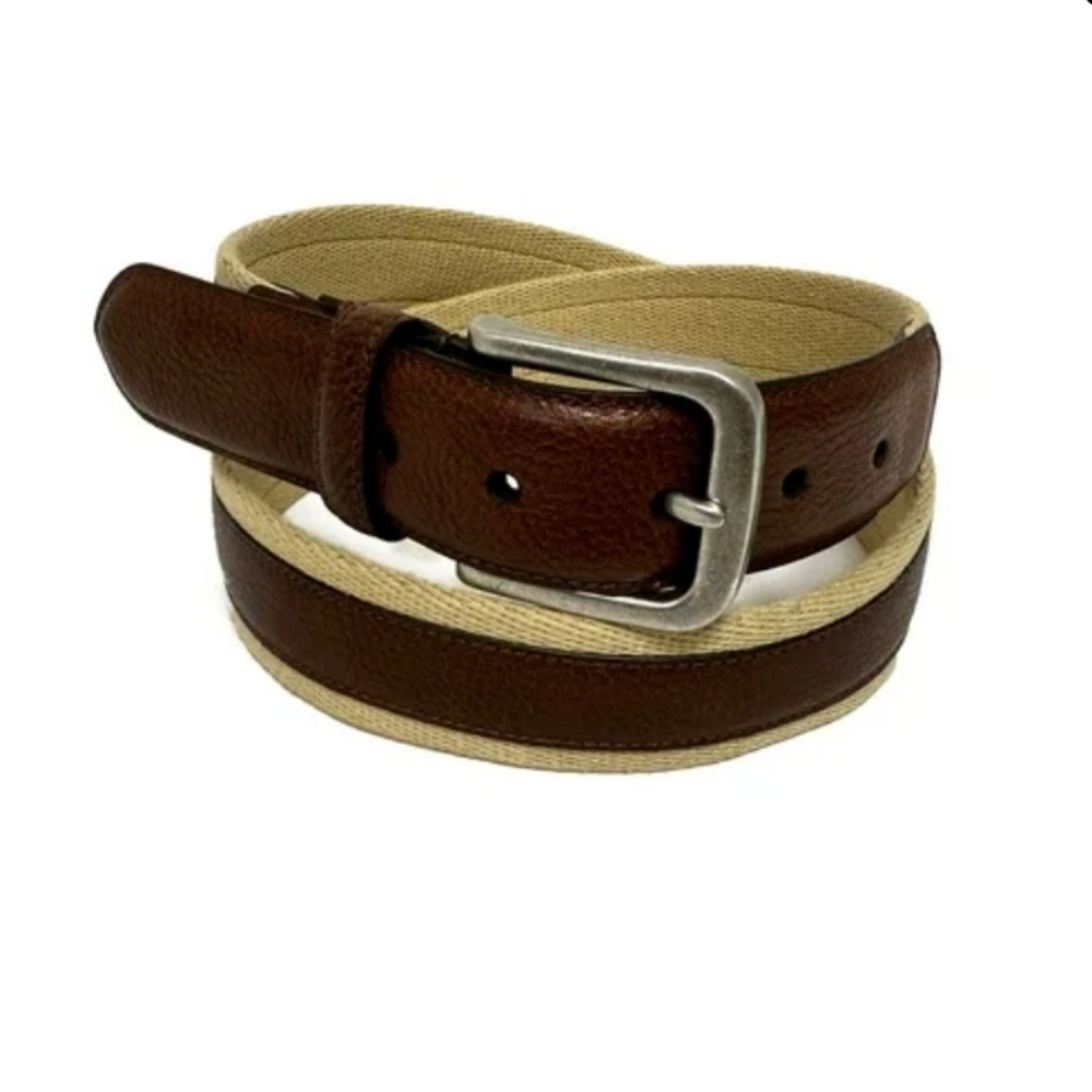 George. Brown Leather Belt with Silver Buckle. 35mm. Size 50/52. NWT.